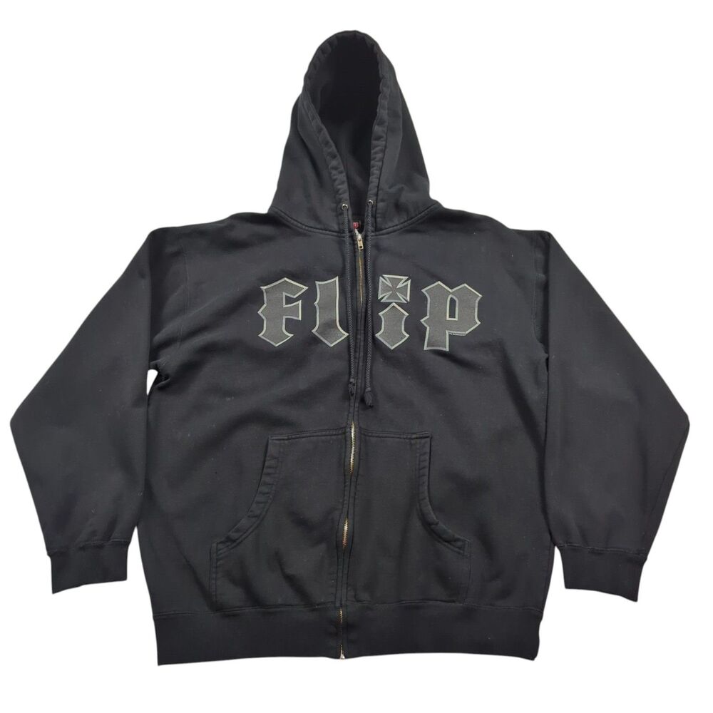 Vintage Flip Skateboards  Medium Zip Hoodie Jacket Sweatshirt Skate 90s Y2K Logo